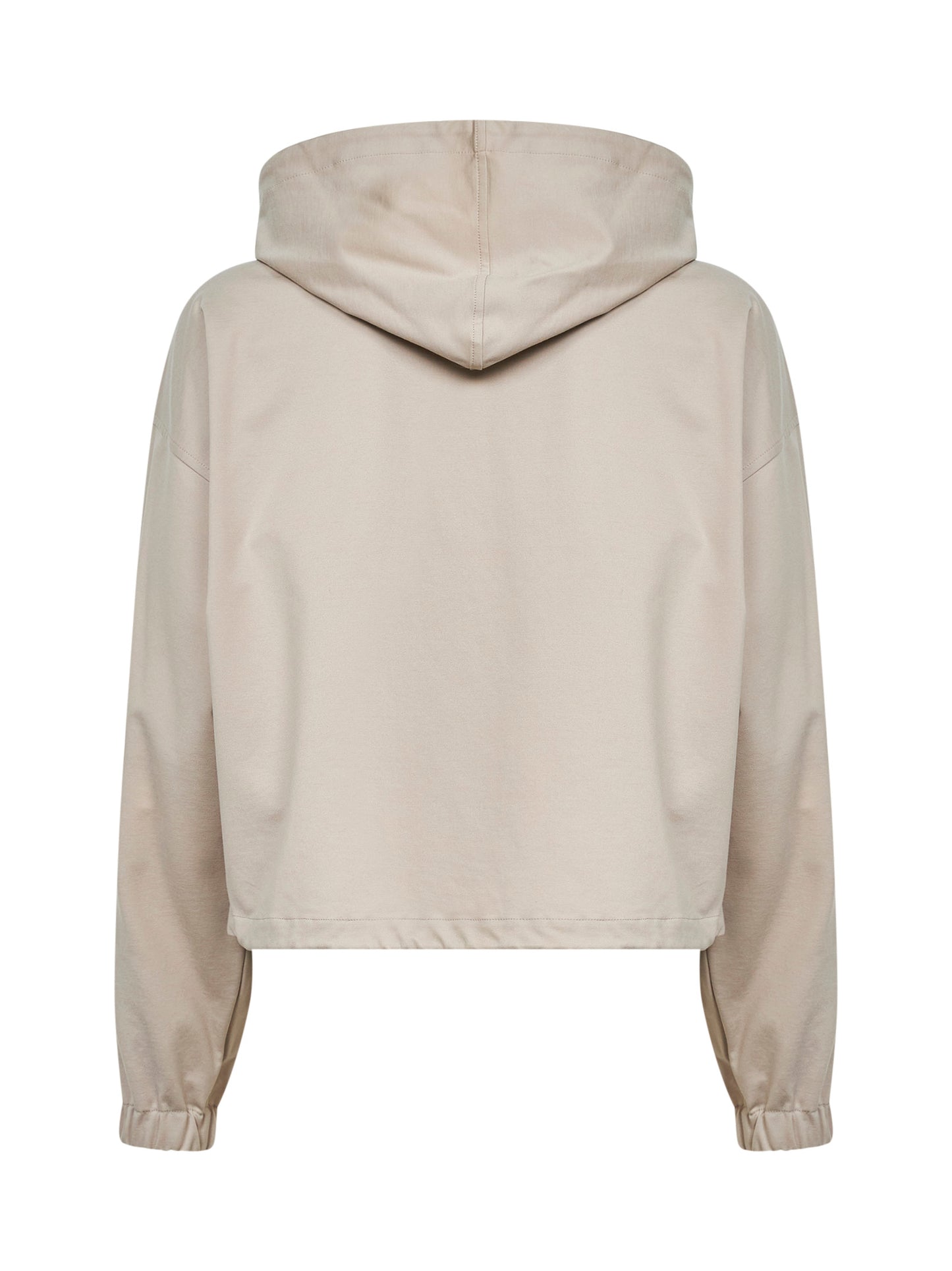 Felpa con cappuccio in interlock couture beige