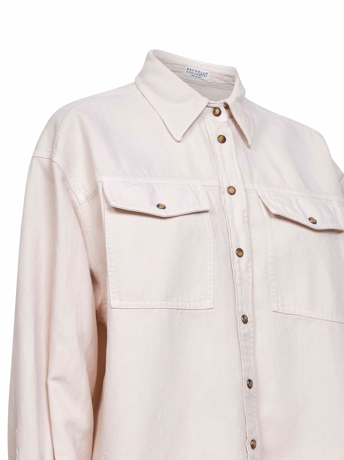 Chalk dyed cotton and linen cover shirt