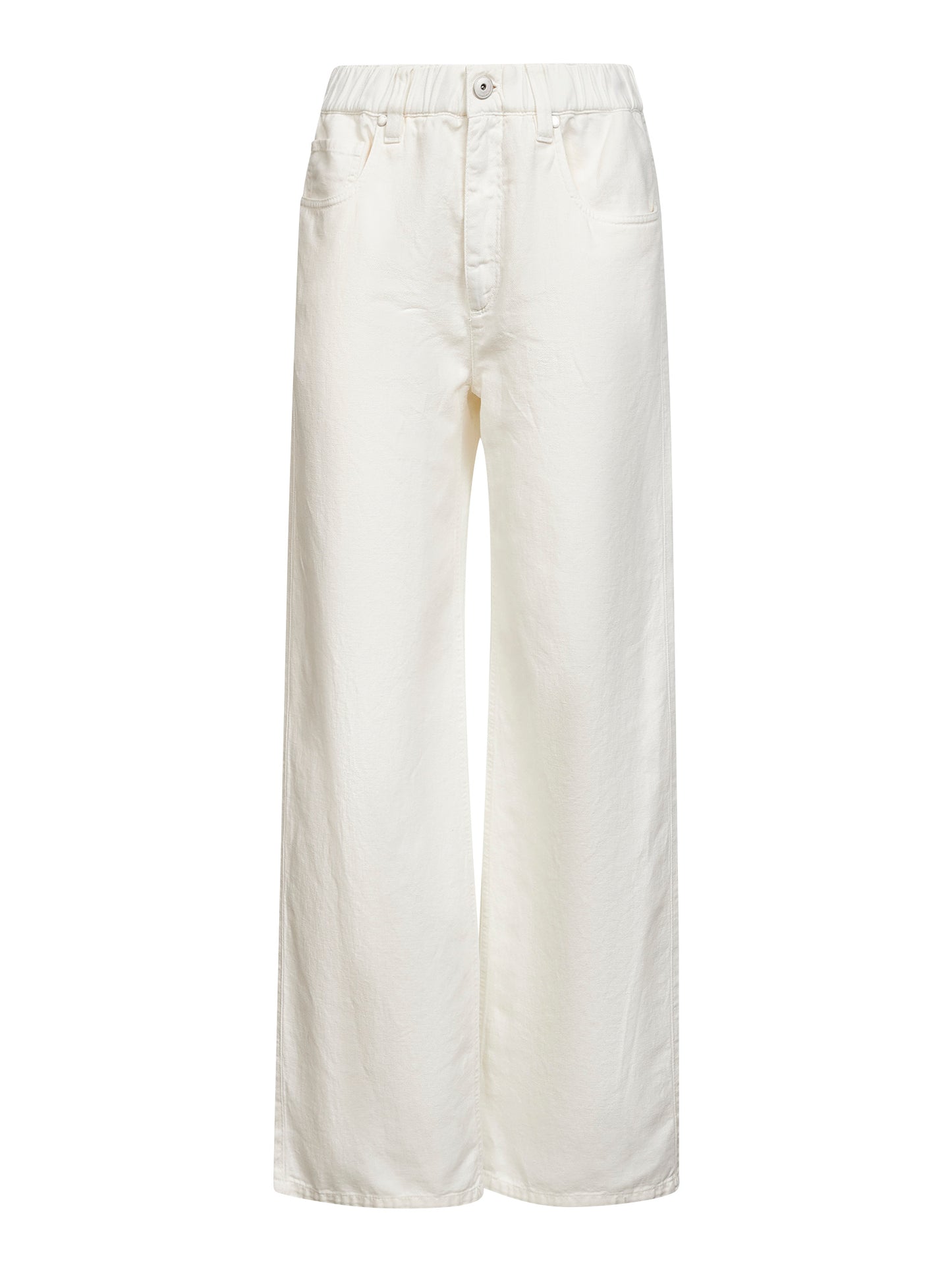 White cotton and linen cover Contemporary jeans with monili