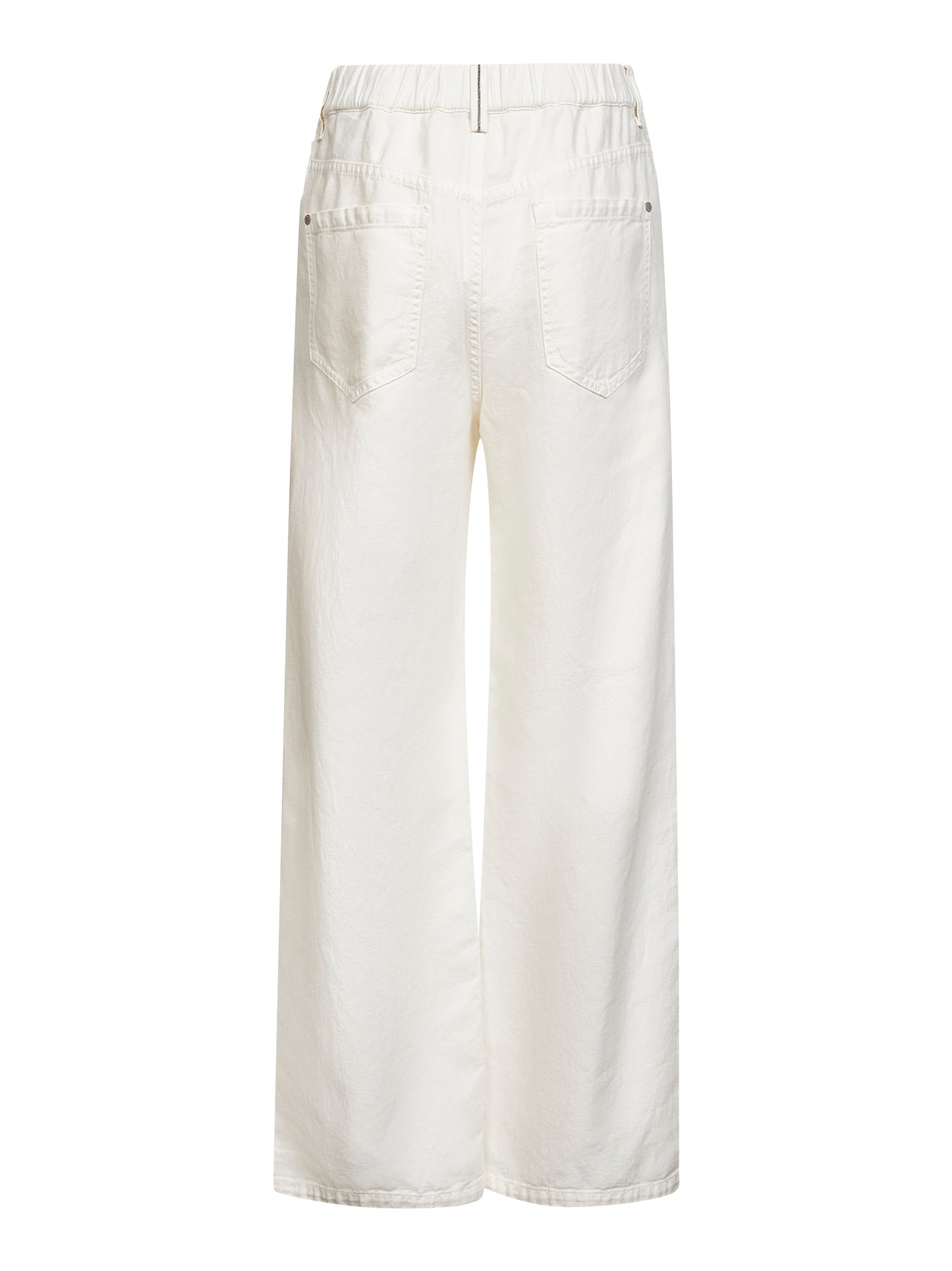 White cotton and linen cover Contemporary jeans with monili