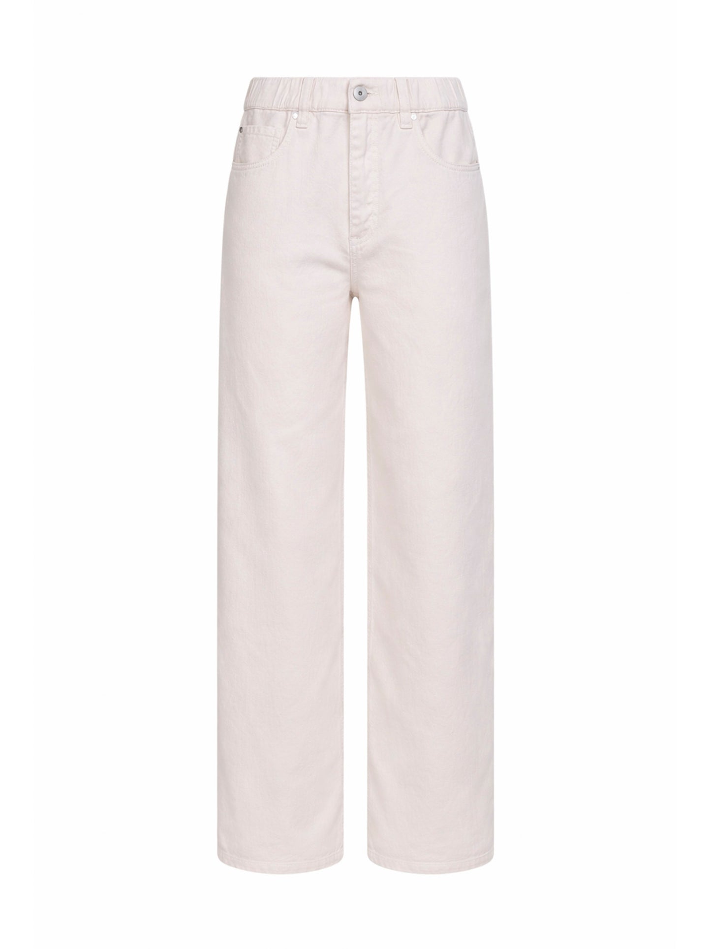 Chalk cotton and linen cover Contemporary jeans with monili