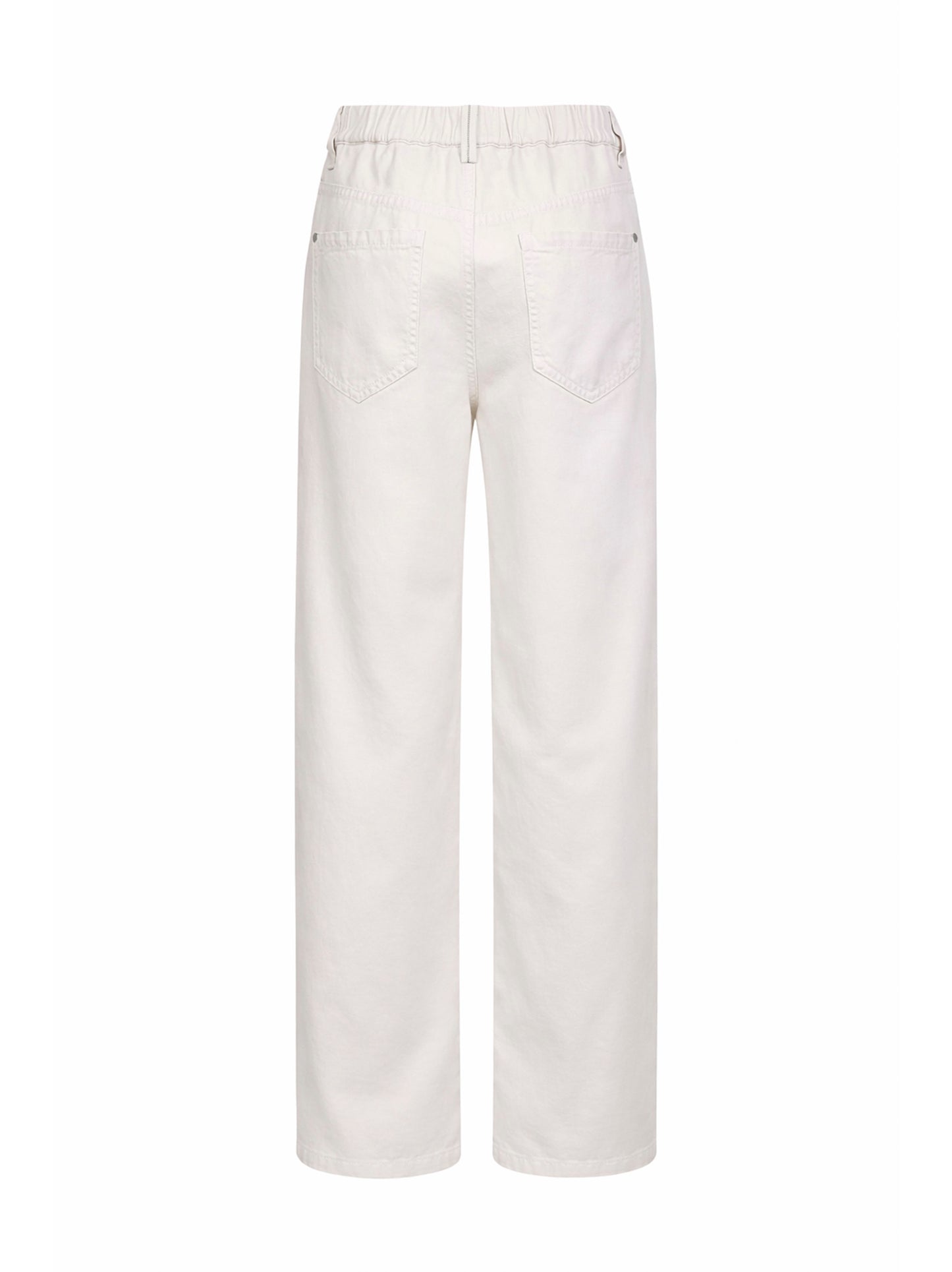 Chalk cotton and linen cover Contemporary jeans with monili