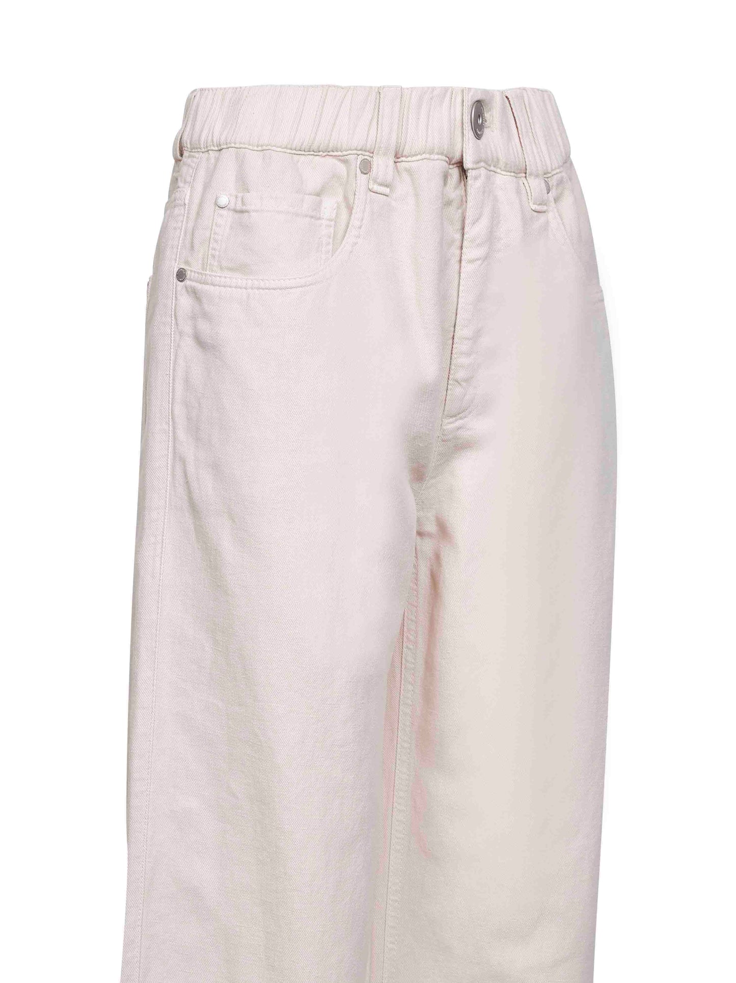 Chalk cotton and linen cover Contemporary jeans with monili