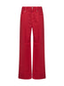 Crimson cotton and linen cover Loose jeans with monili