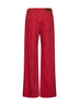 Crimson cotton and linen cover Loose jeans with monili