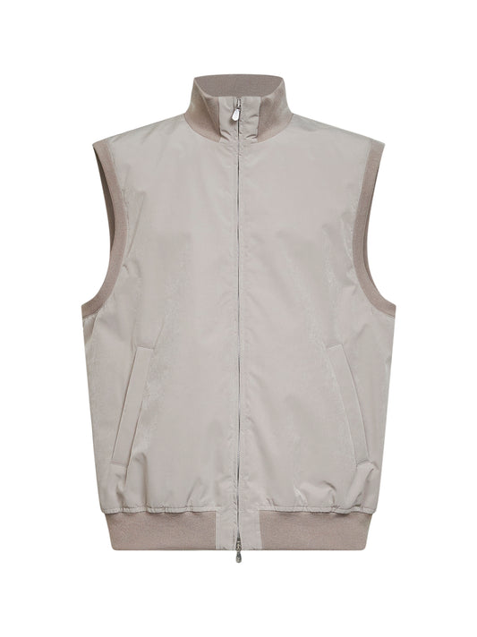 Gilet imbottito in nylon membranato tortora