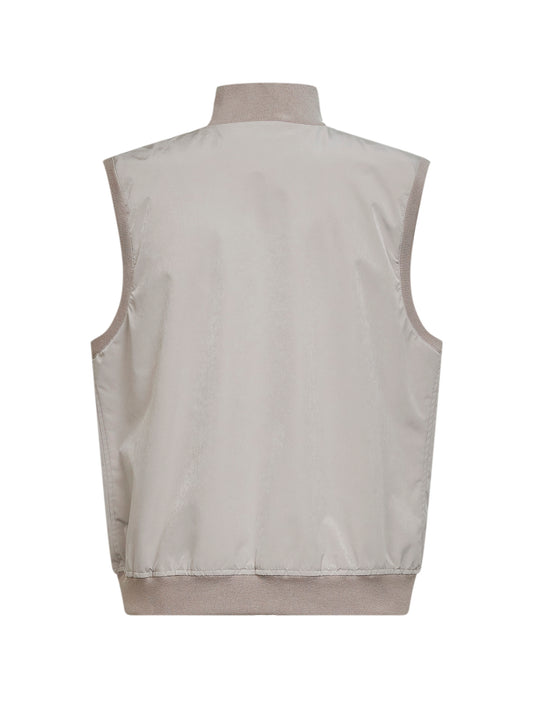 Gilet imbottito in nylon membranato tortora