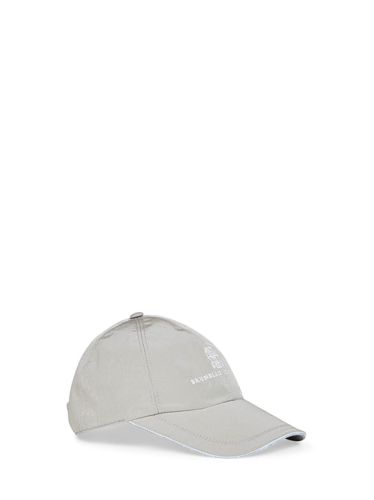 Khaki bonded nylon logo Baseball cap<BR/>
