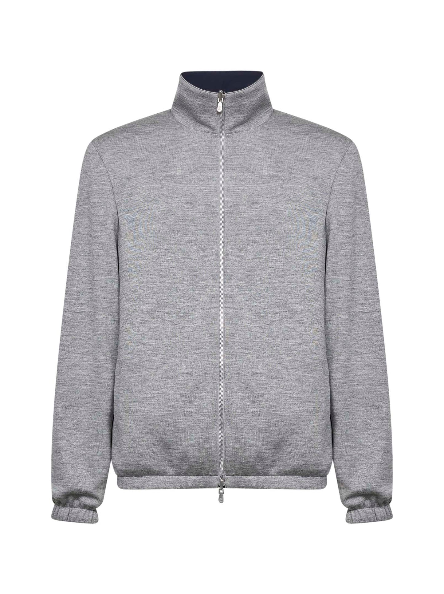 Giubbino reversibile in nylon e maglia navy e grigio