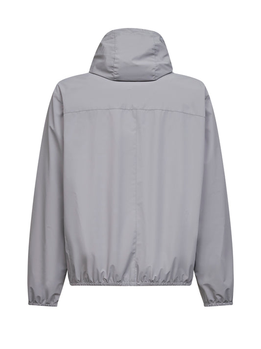 Giubbino con cappuccio in nylon grigio