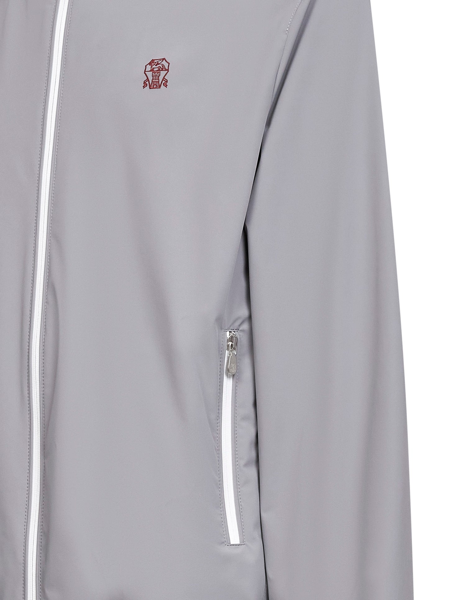 Giubbino con cappuccio in nylon grigio