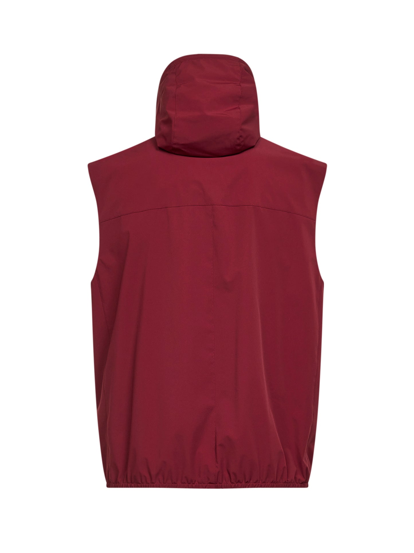 Gilet con cappuccio in nylon membranato ciliegia con logo