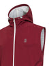 Gilet con cappuccio in nylon membranato ciliegia con logo