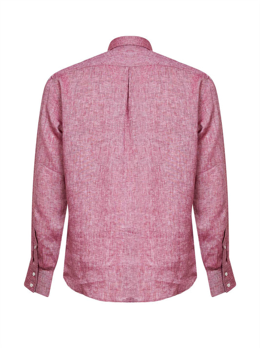 Camicia basic fit in lino ciliegia