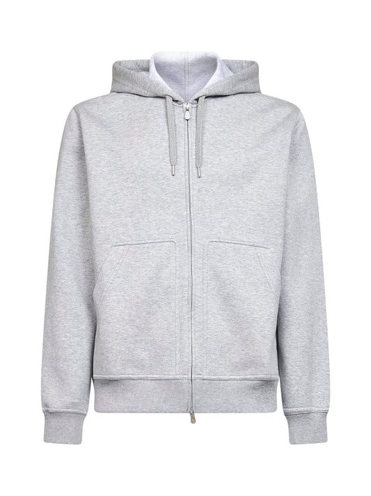 Felpa con zip e cappuccio in felpa double grigio medio