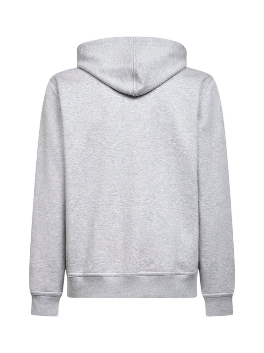 Felpa con zip e cappuccio in felpa double grigio medio