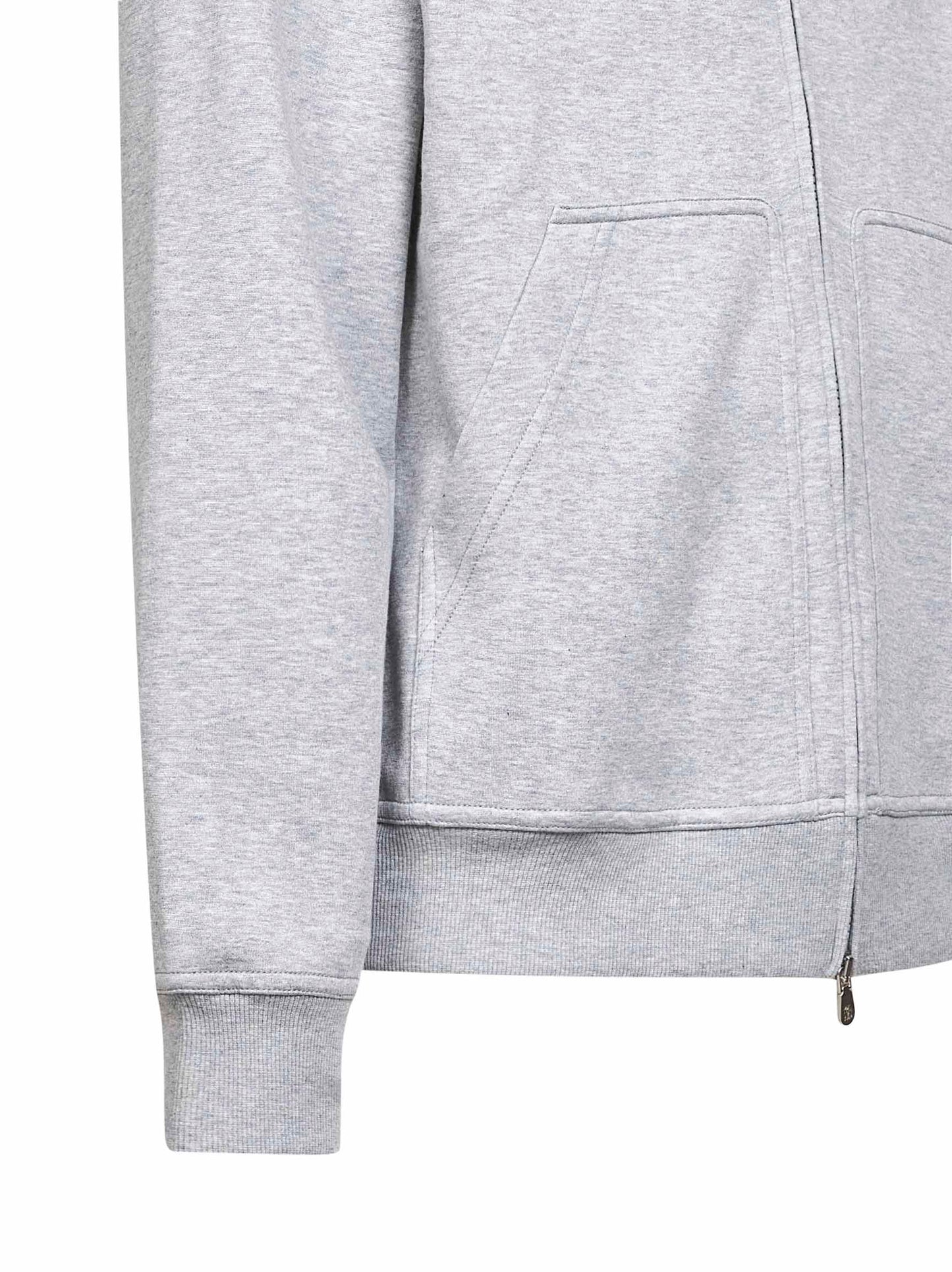 Felpa con zip e cappuccio in felpa double grigio medio