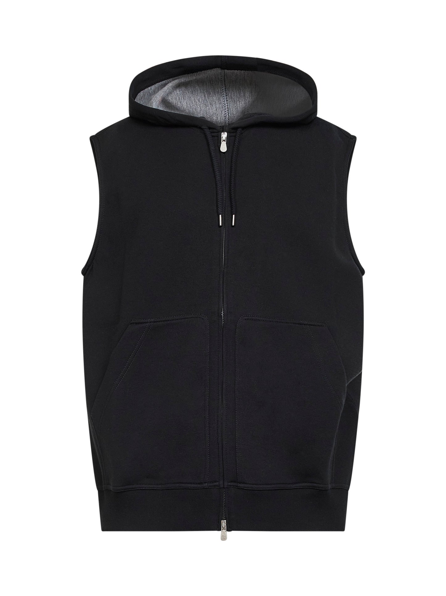 Gilet con cappuccio in felpa double nera