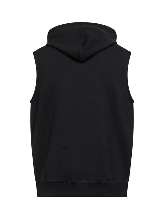 Gilet con cappuccio in felpa double nera