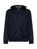 Felpa con zip e cappuccio in interlock di cashmere e seta blu navy