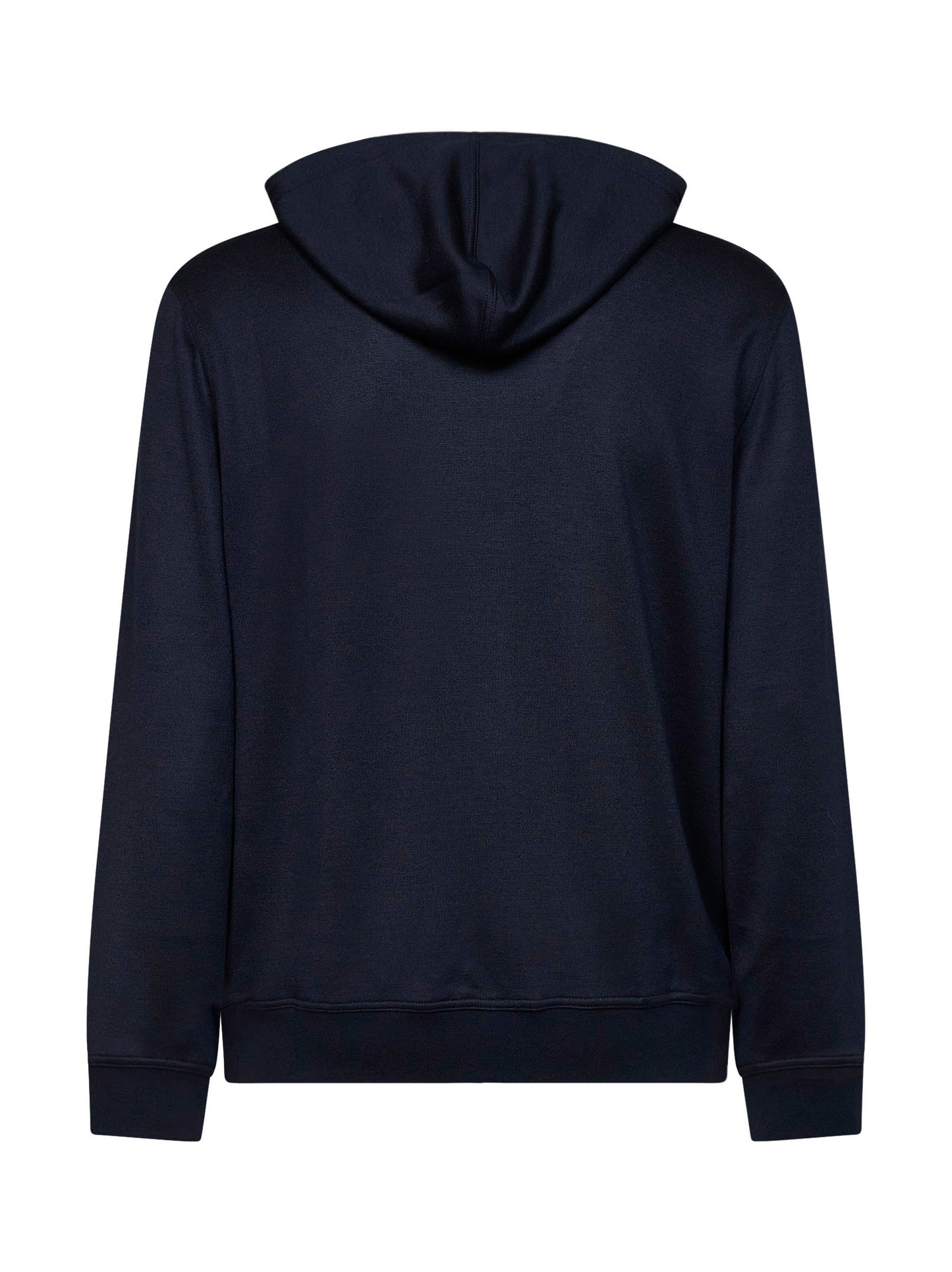 Felpa con zip e cappuccio in interlock di cashmere e seta blu navy