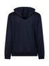 Felpa con zip e cappuccio in interlock di cashmere e seta blu navy