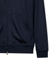 Felpa con zip e cappuccio in interlock di cashmere e seta blu navy