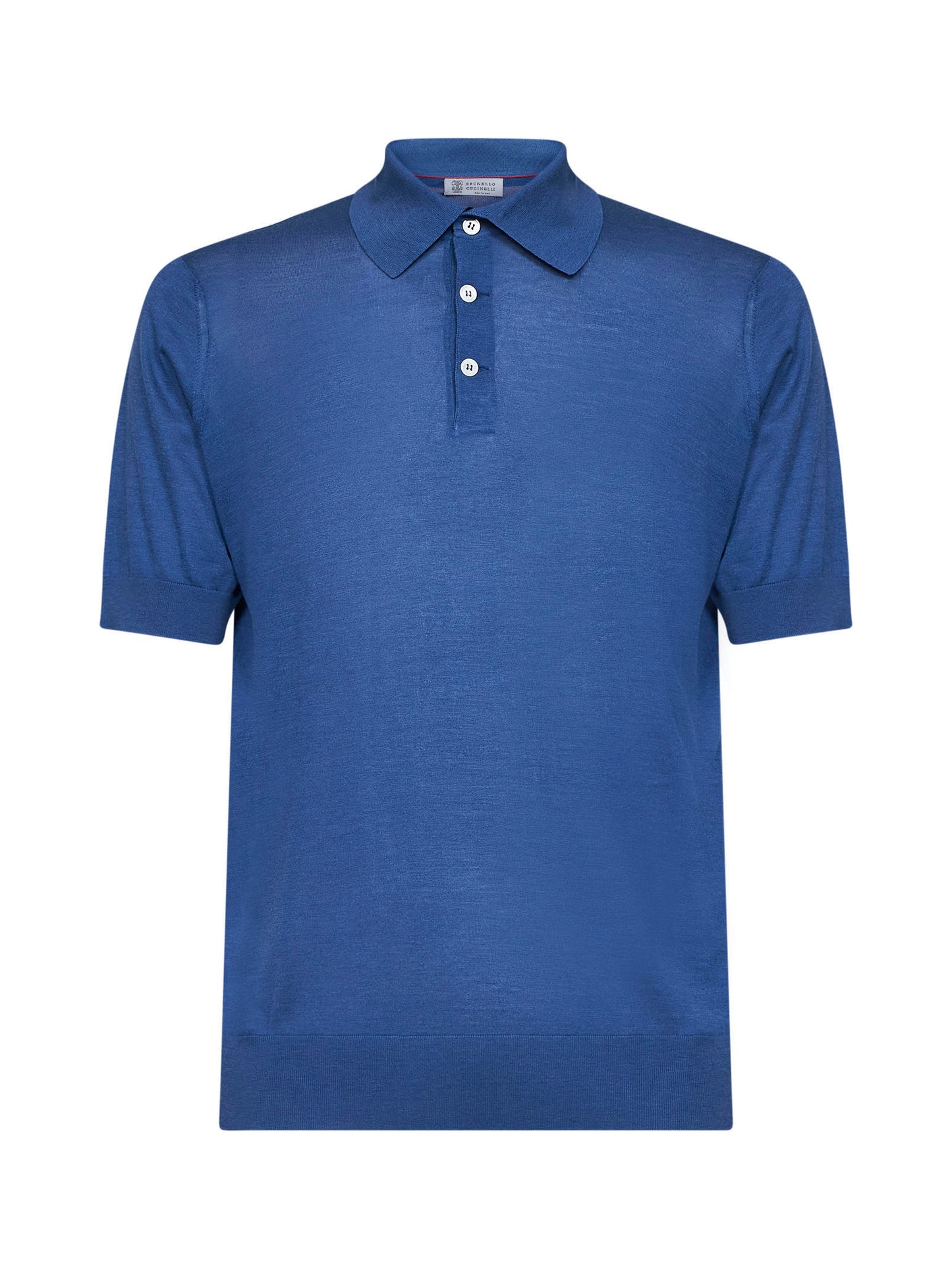 Polo in maglia Extra-light di seta e cotone blu reale