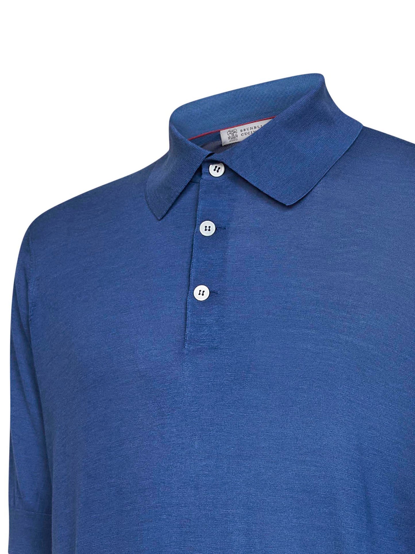 Polo in maglia Extra-light di seta e cotone blu reale