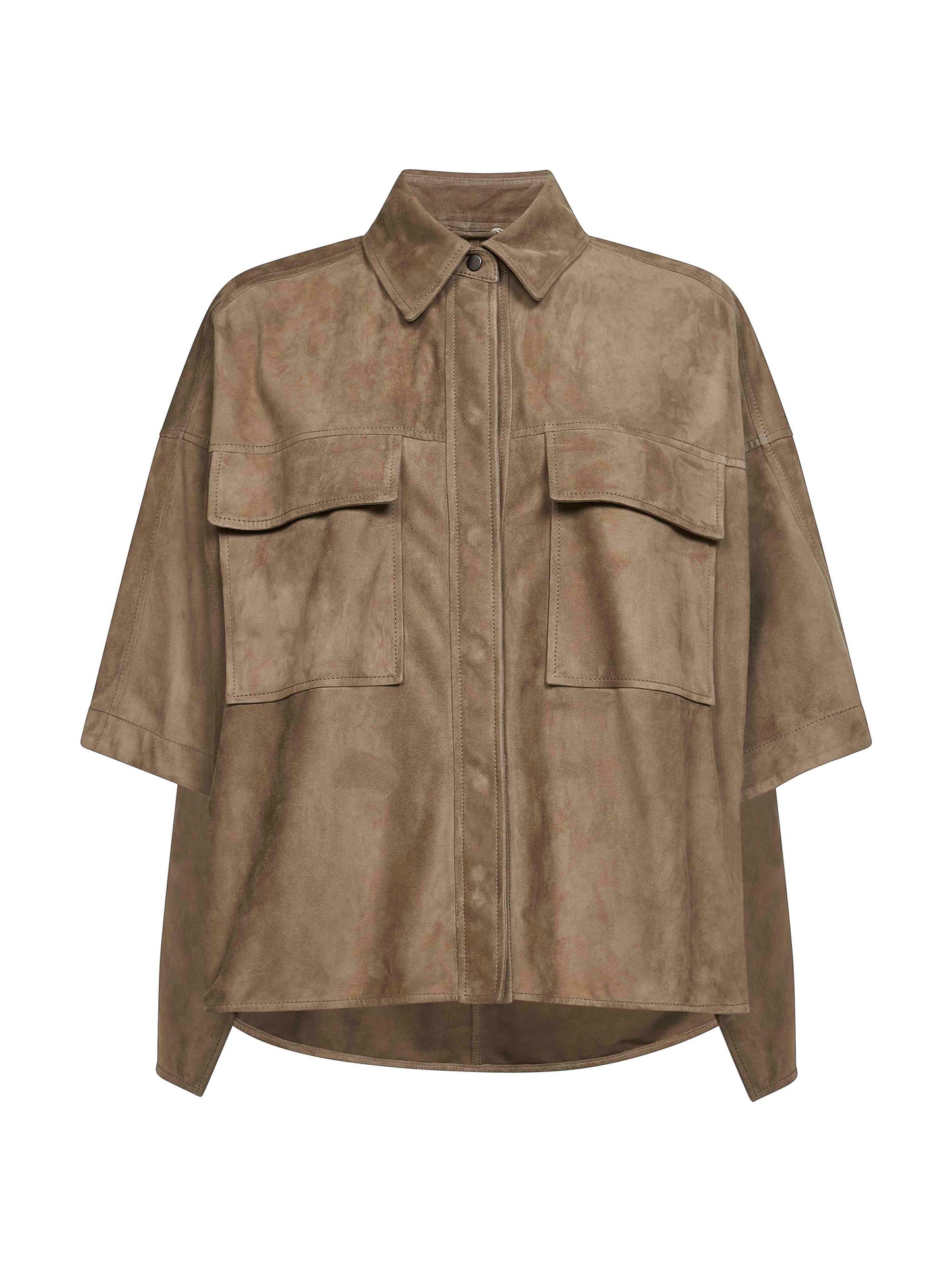 Giacca camicia in camoscio verde