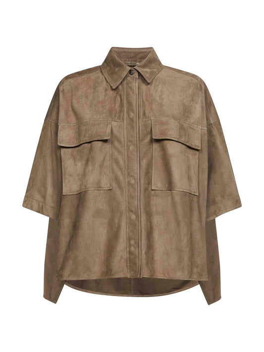 Giacca camicia in camoscio verde