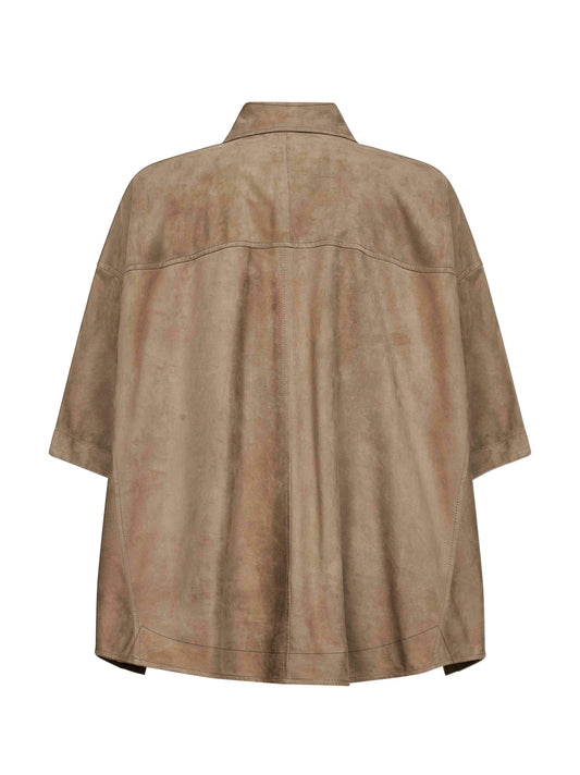 Giacca camicia in camoscio verde