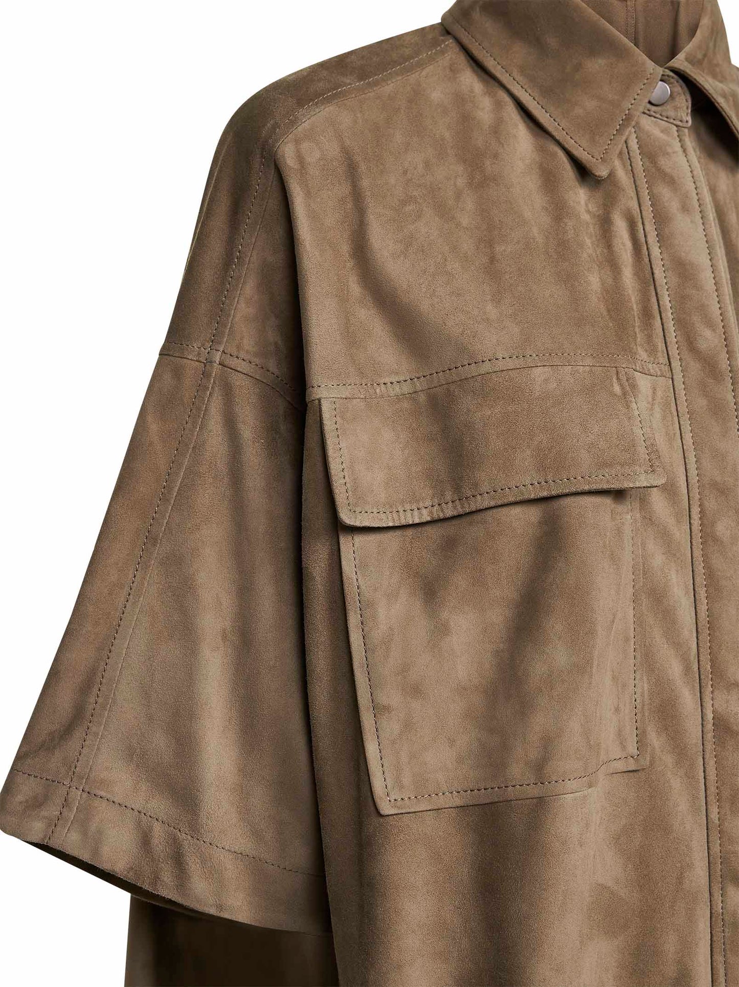 Giacca camicia in camoscio verde