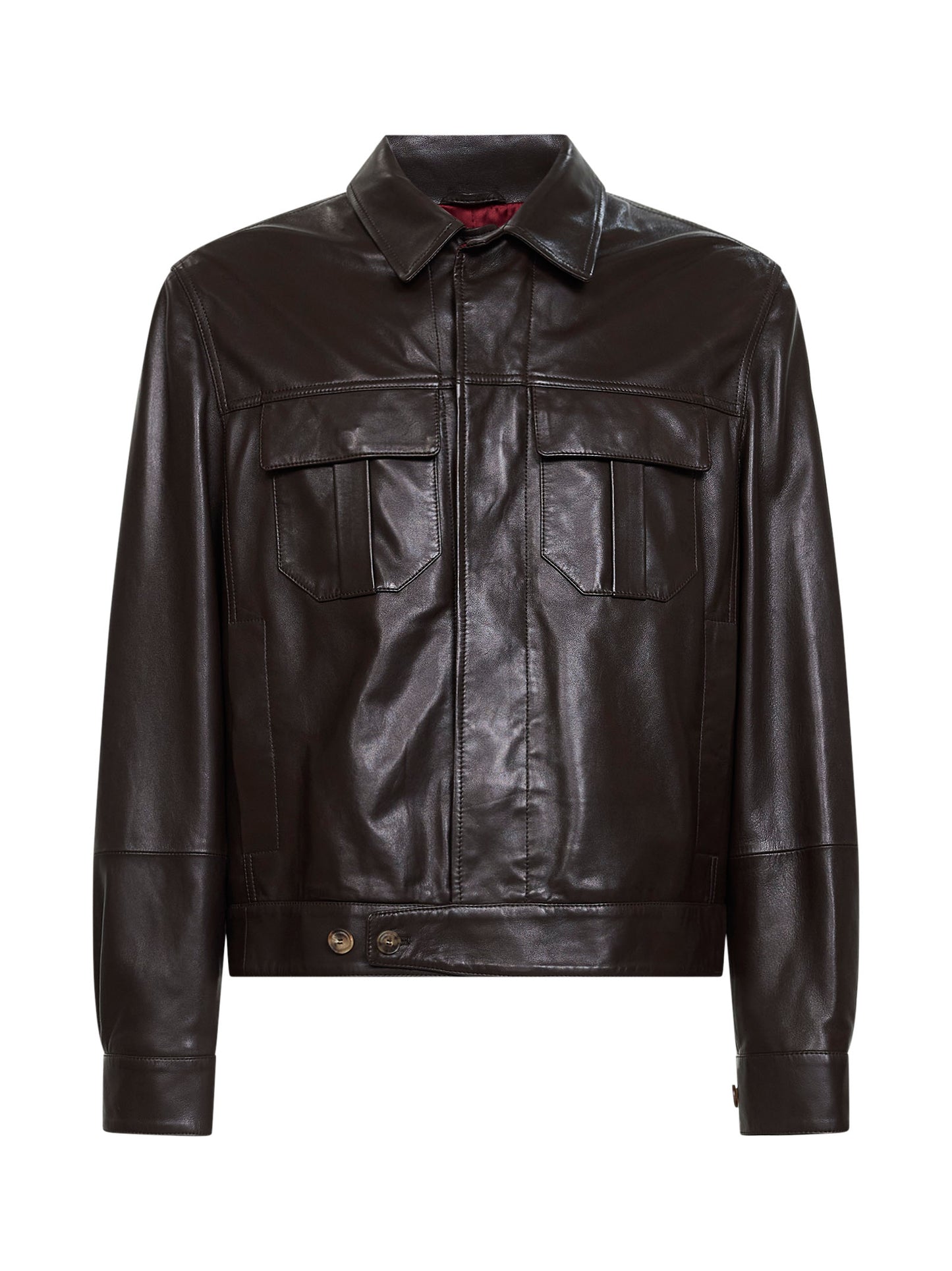 Dark brown leather blouson