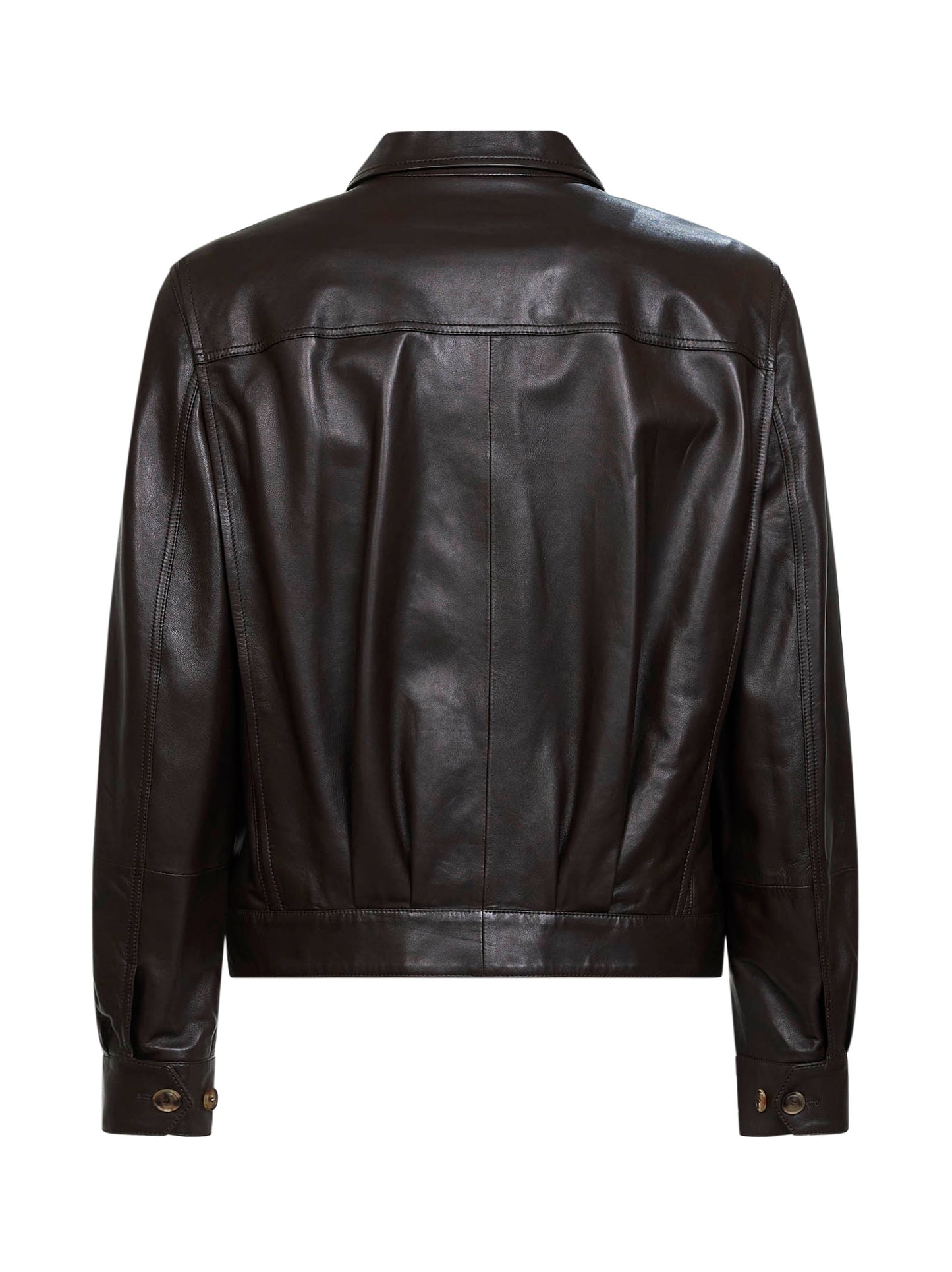 Dark brown leather blouson