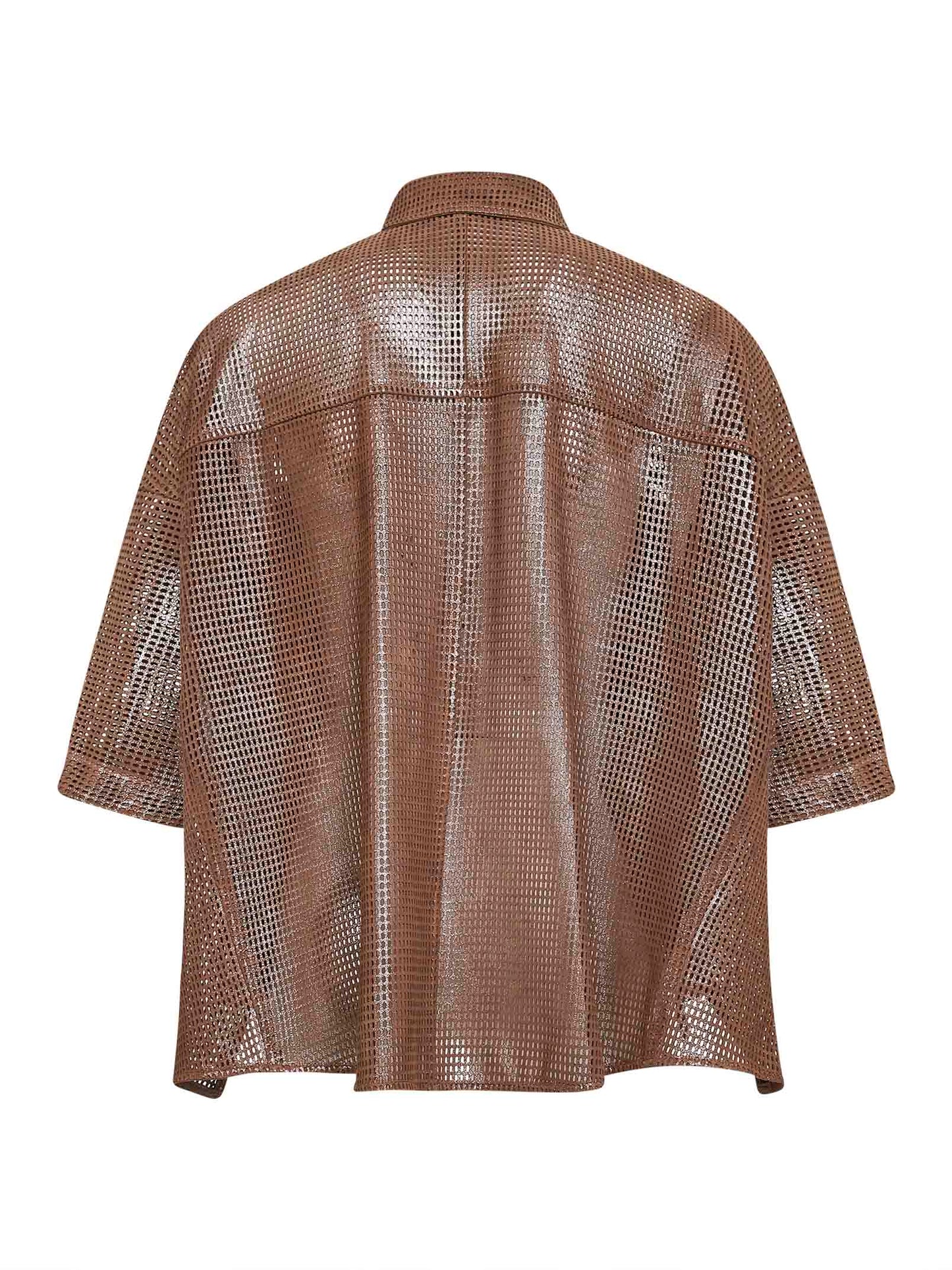 Camicia in pelle Sparkling net nocciola
