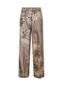 Pantaloni Sartorial Track in pongée Bloom Print di seta kaki con monile