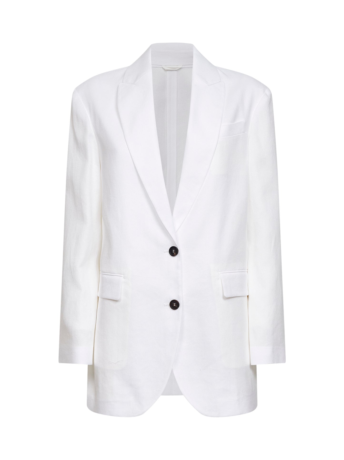 Giacca in tela di cotone bianco con monile