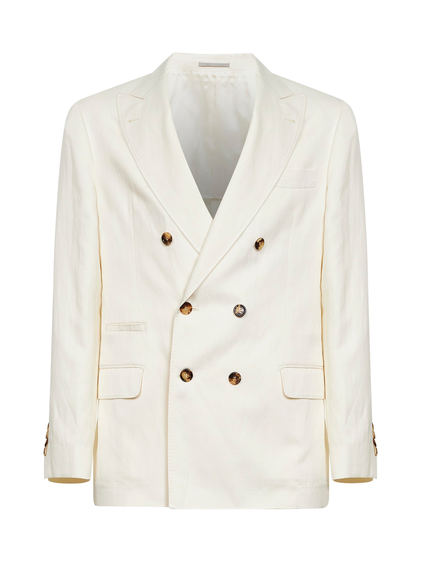 Off-white silk and linen deconstructed one-and-a-half-breasted jacket