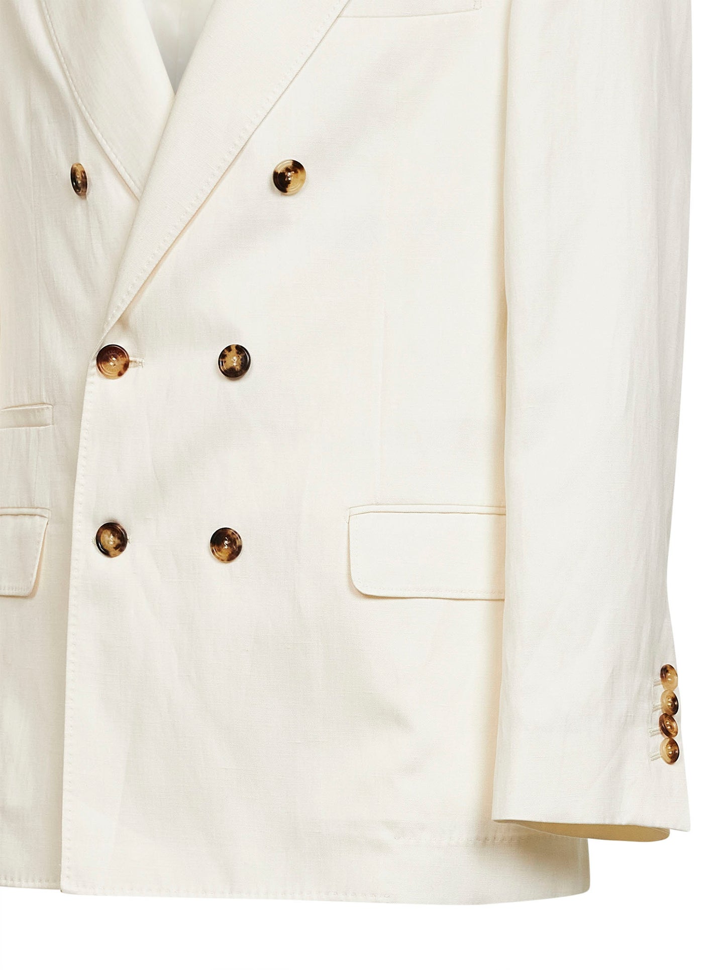 Off-white silk and linen deconstructed one-and-a-half-breasted jacket