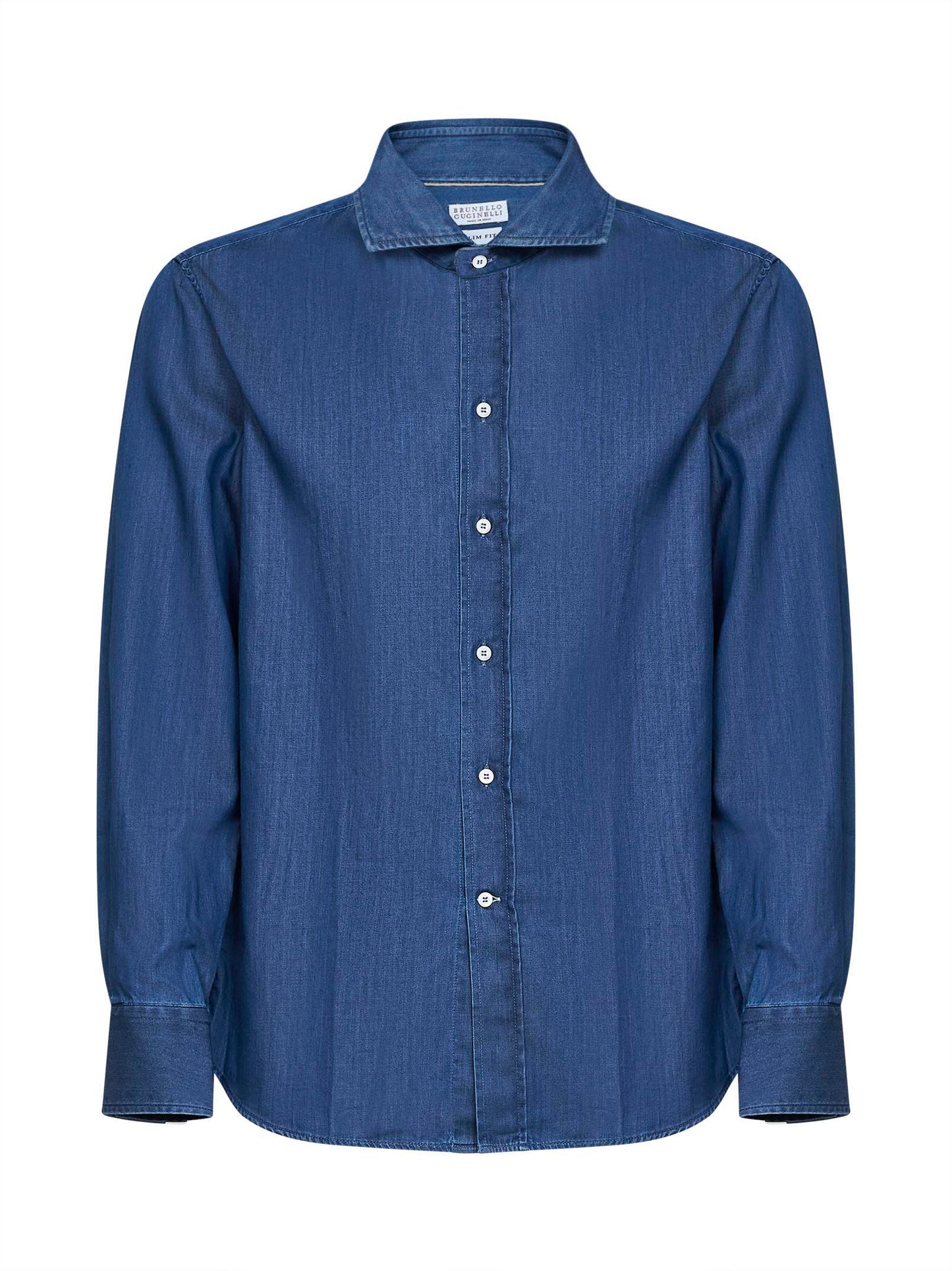 Camicia slim fit in denim leggero blu