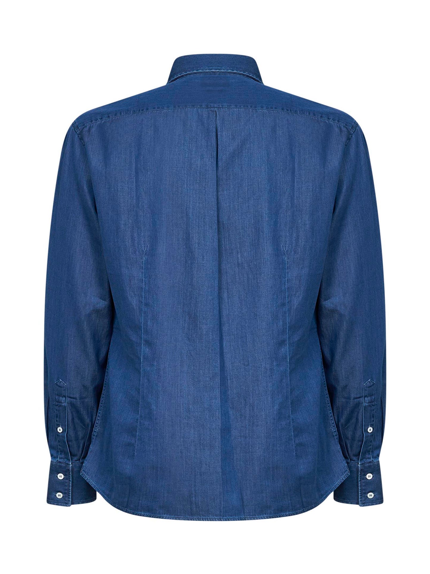 Camicia slim fit in denim leggero blu