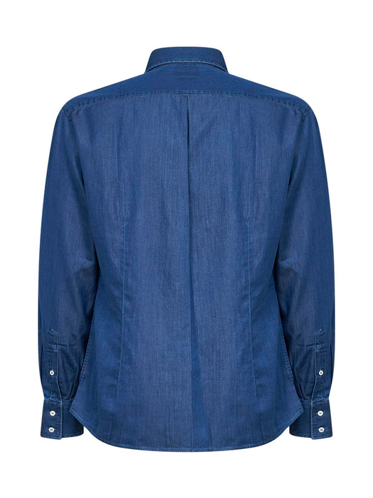 Blue lightweight denim slim fit shirt
