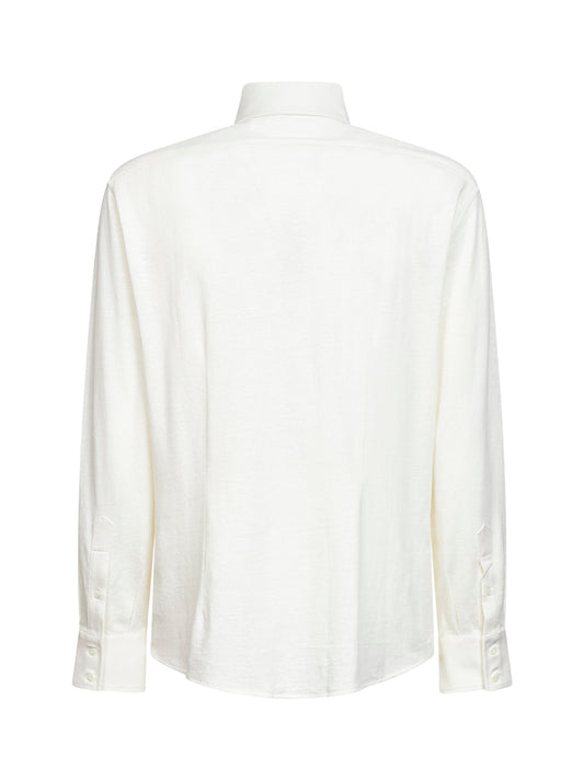 Camicia in jersey mélange avorio