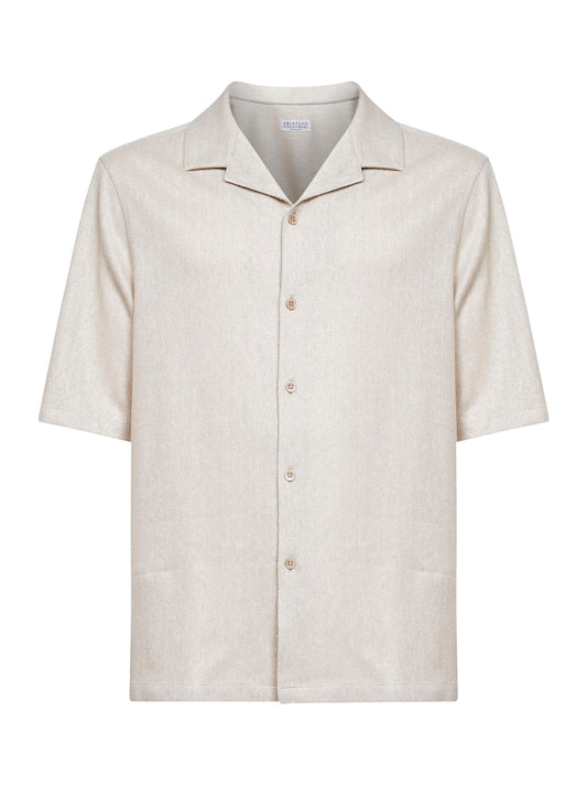 Beige chevron jersey short-sleeved shirt