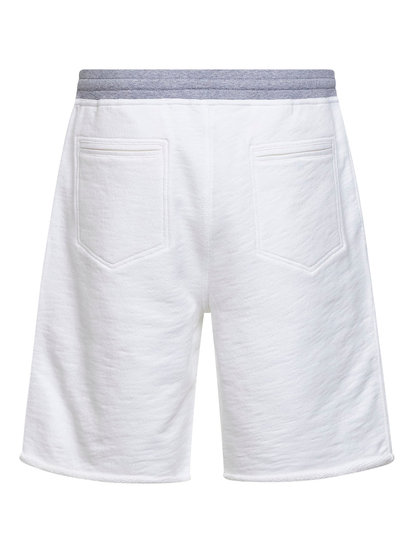 Bermuda in felpa mélange di cotone e lino bianco con logo