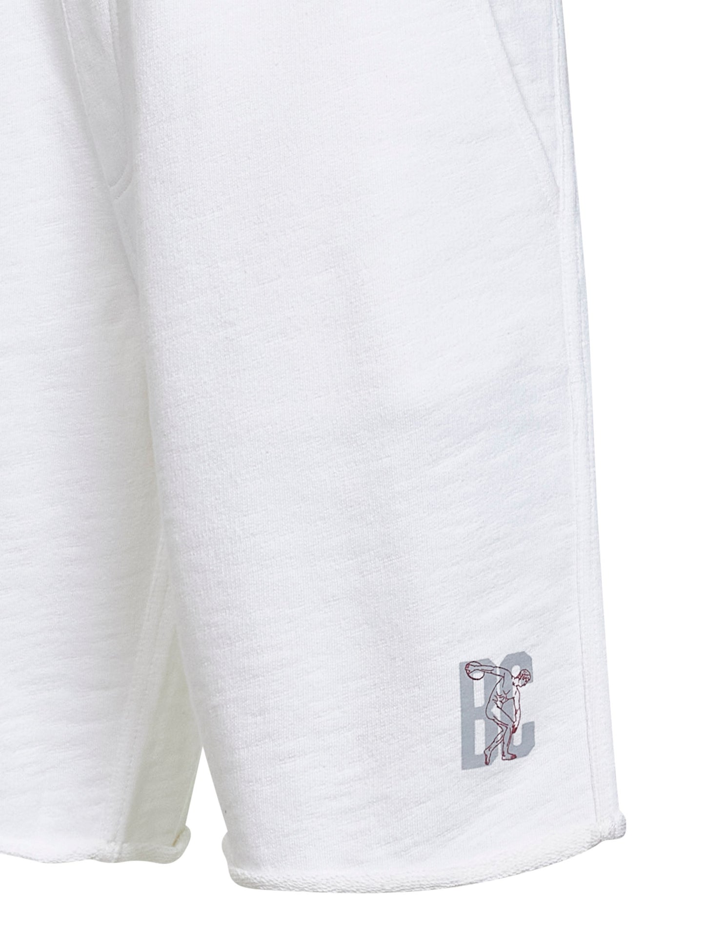 Bermuda in felpa mélange di cotone e lino bianco con logo
