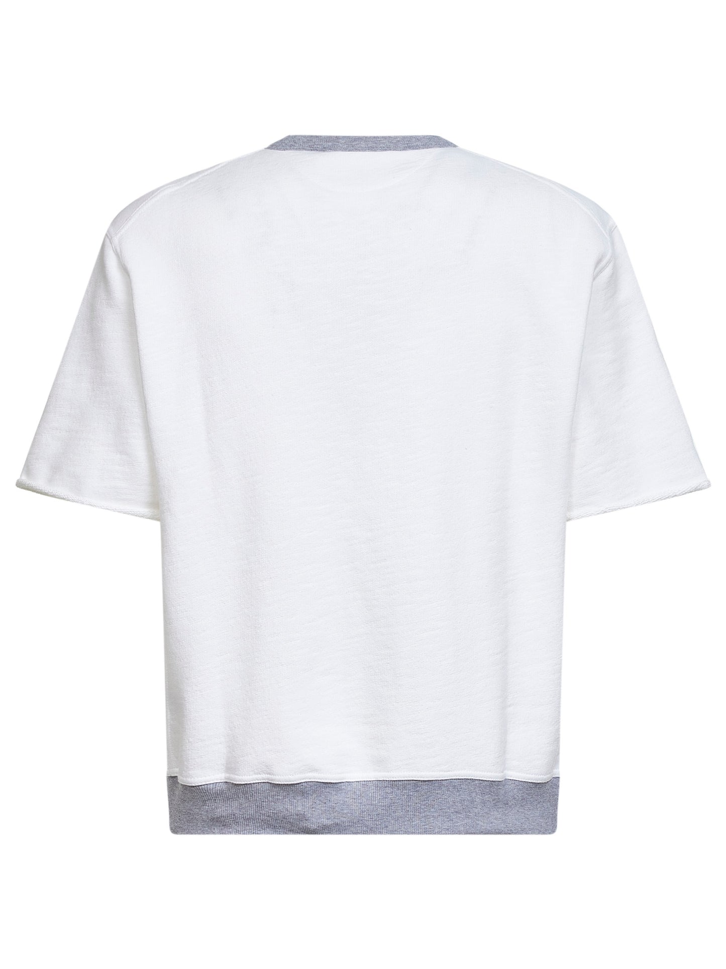 White cotton and linen blend fleece printed sweatshirt