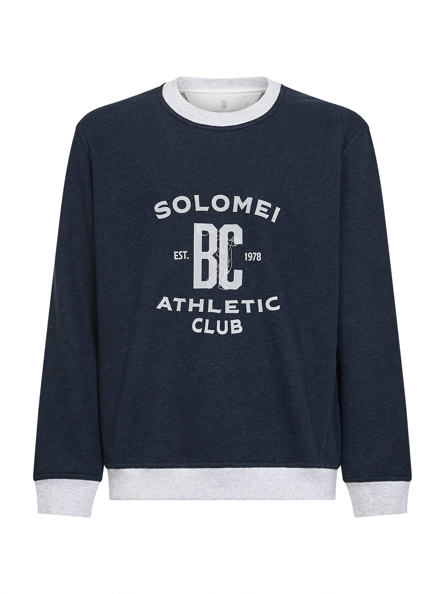 Cobalt cotton and linen printed sweatshirt
