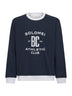 Cobalt cotton and linen printed sweatshirt